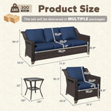 4 Pieces Patio Conversation Furniture Set - 1 Sofa, 2 Armchairs, 1 Side Table - Photo 2