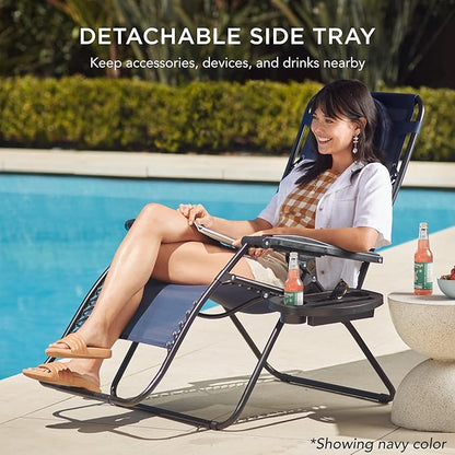 Best Choice Products Oversized Zero Gravity Chair, Folding Outdoor Patio Lounge Recliner w/Cup Holder Accessory Tray, Pillow - Burnt Orange
