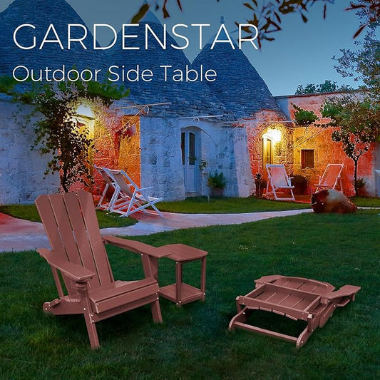 Adirondack Square Outdoor Side Table,2-Tier Storage Patio Side Table, HDPE End Tables for Backyard Pool Porch Garden Lawn (Red)