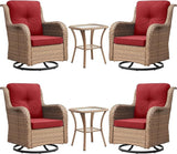 Rilyson Patio Chairs Wicker Outdoor Chair - 6 Piece Rattan Patio Swivel Rocking Chairs Set with Glass Top Side Table - Photo 1