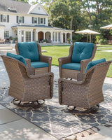 Patio Chairs Outdoor Swivel Glider - Set of 4 High Back Outside Brown Wicker Rattan Rocking Chair with Thick Cushion - Photo 6