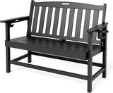Sophia & William HDPE Outdoor Bench Weatherproof, 2-Person Garden Bench with Cup Holders, 700 lbs Capacity - Photo 1