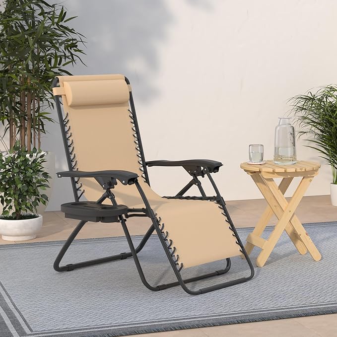 Best Choice Products Set of 2 Adjustable Steel Mesh Zero Gravity Lounge Chair Recliners w/Pillows and Cup Holder Trays - Photo 2
