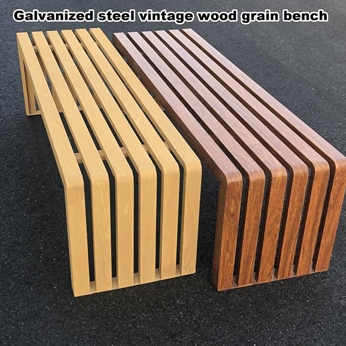 Outdoor Garden Bench, Metal Garden Bench Weatherproof, Galvanized Steel, Load-Bearing 880lbs, for Garden, Porch, Backyard and Park(Brown,100cm/39in)