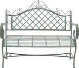 SAFAVIEH Outdoor Collection Abner Victorian Antique Dark Green Wrought Iron 46-inch Wide Garden Bench - Photo 1