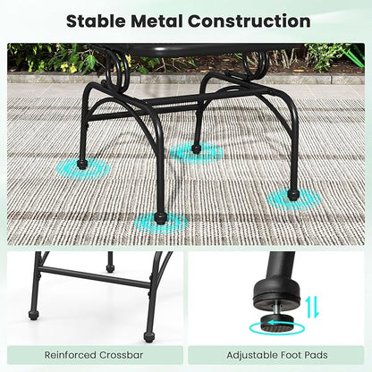Tangkula Outdoor Rocking Chair Set of 4, Patio Rocker Chairs with Steady Rocking Function, Outdoor Dining Chairs with Metal Mesh Backrest & Seat, Armrest, Adjustable Foot Pads for Yard, Deck, Balcony