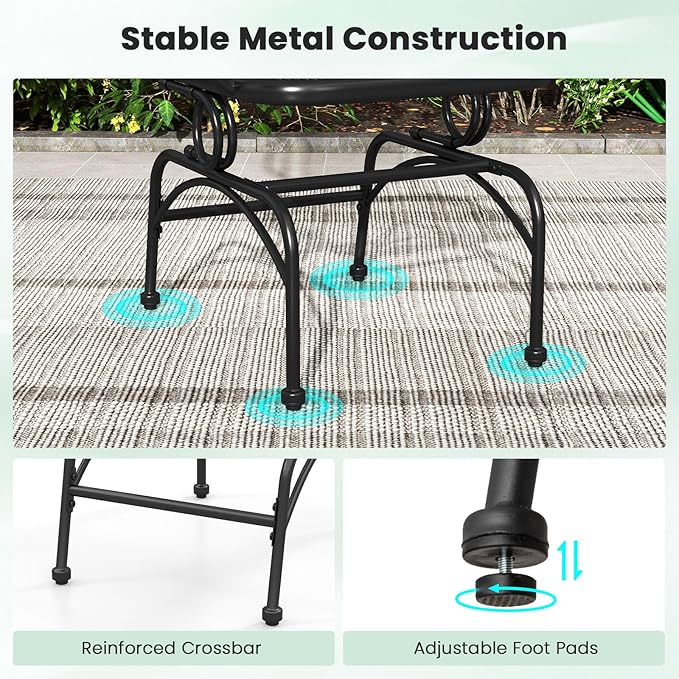 Tangkula Outdoor Rocking Chair Set of 2, Patio Rocker Chairs with Steady Rocking Function, Outdoor Dining Chairs with Metal Mesh Backrest & Seat, Armrest, Adjustable Foot Pads for Yard, Deck, Balcony