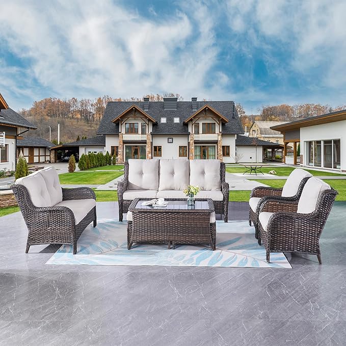 Outdoor Patio Furniture Sofa Set - 7 Piece Rattan Wicker Patio Sectional Conversation Sets with 1 Sofa, 1 Loveseat - Photo 7