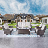 Outdoor Patio Furniture Sofa Set - 7 Piece Rattan Wicker Patio Sectional Conversation Sets with 1 Sofa, 1 Loveseat - Photo 7