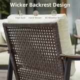 NATURAL EXPRESSIONS Patio Sofa Outdoor Furniture Metal Chair with Wicker Backrest & 6 Inches Cushion for Front, Porch - Photo 6