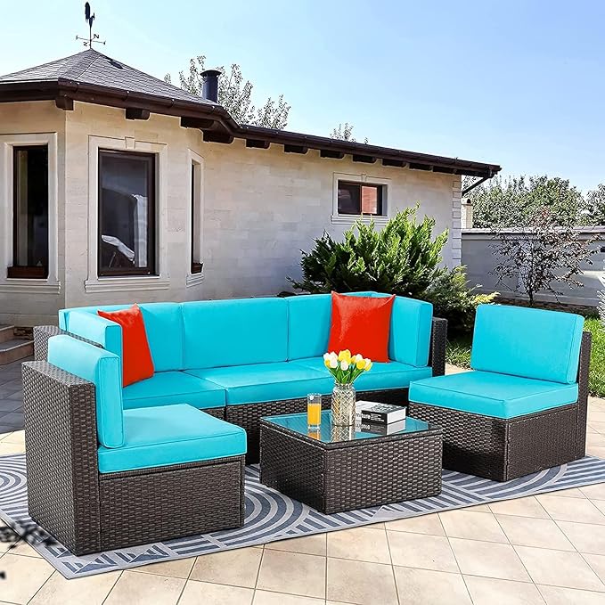 Vongrasig 6 Piece Patio Furniture Set, Small Outdoor Sectional Sofa Couch - Photo 1