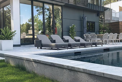 PURPLE LEAF Outdoor Daybed Sun Chaise Lounge Chairs with Cushion Patio Aluminum Adjustable Sunbathing Tanning Reclining Set of 2 Moon Basalt