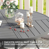 VICLLAX Round Patio Table with Adjustable Umbrella Hole for 4, All Weather Metal Outdoor Dining Table for Lawn Garden - Photo 6