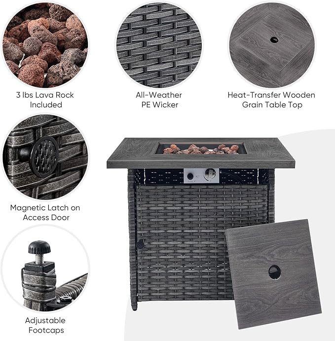 Belord Patio Furniture Set with Fire Pit Table, 7 Piece Wicker Outdoor Furniture Set - Photo 9