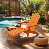 Ergonomic Adjustable Adirondack Chair with Ottoman Set of 2，Folding Adirondack Chair with 2 Cup Holder for - Photo 5