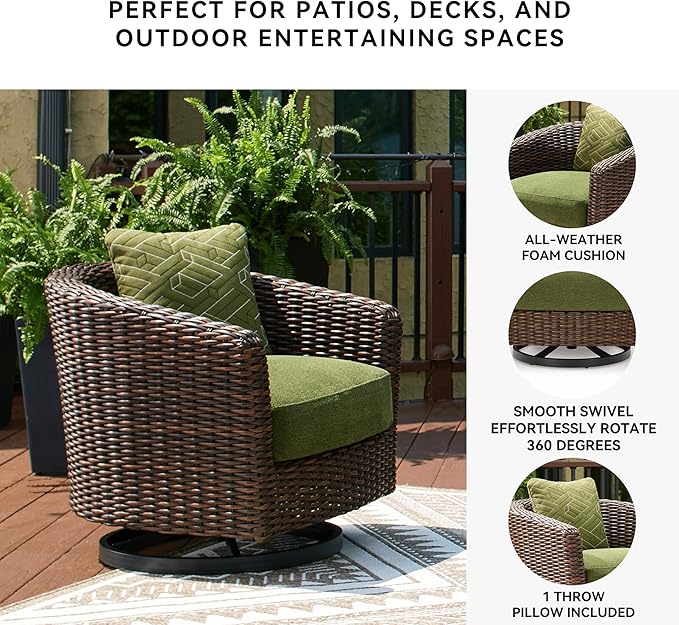 Signature Design by Ashley Horizon Hall Casual Outdoor Weather Resistant Swivel Lounge Chair with Removable Cushion - Photo 4