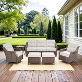Belord High Back Outdoor Patio Furniture Set - Wicker Outdoor Swivel Rocker Patio Chairs with Sofa and Ottoman - Photo 1