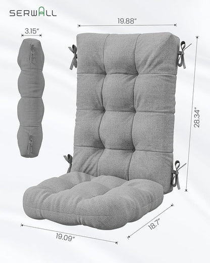SERWALL HDPE Outdoor Rocking Cushion Set of 4, Memory Foam Cushion Dark Gray