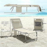 Outsunny Tanning Chair Set of 2 with Face Hole, Side Table - Photo 3