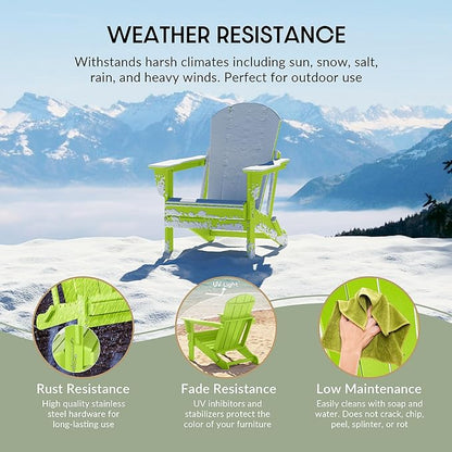 WestinTrends Malibu Malibu Outdoor Folding Poly Adirondack Chair (Set of 8), Lime