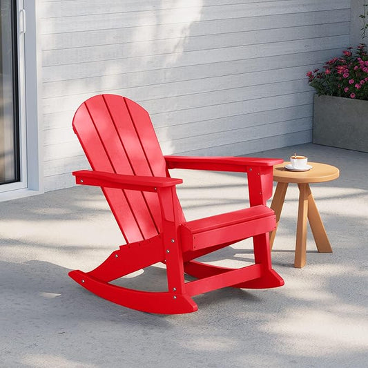 WestinTrends Malibu Outdoor/Patio Poly Adirondack Rocking Chair, Red