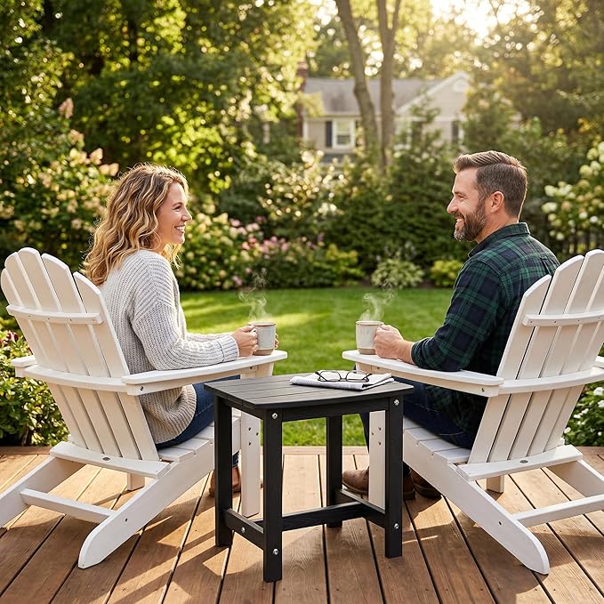 Y&M Outdoor Side Table, HIPS Adirondack Small Double Layer Table, Waterproof Square Outside Table - Photo 2