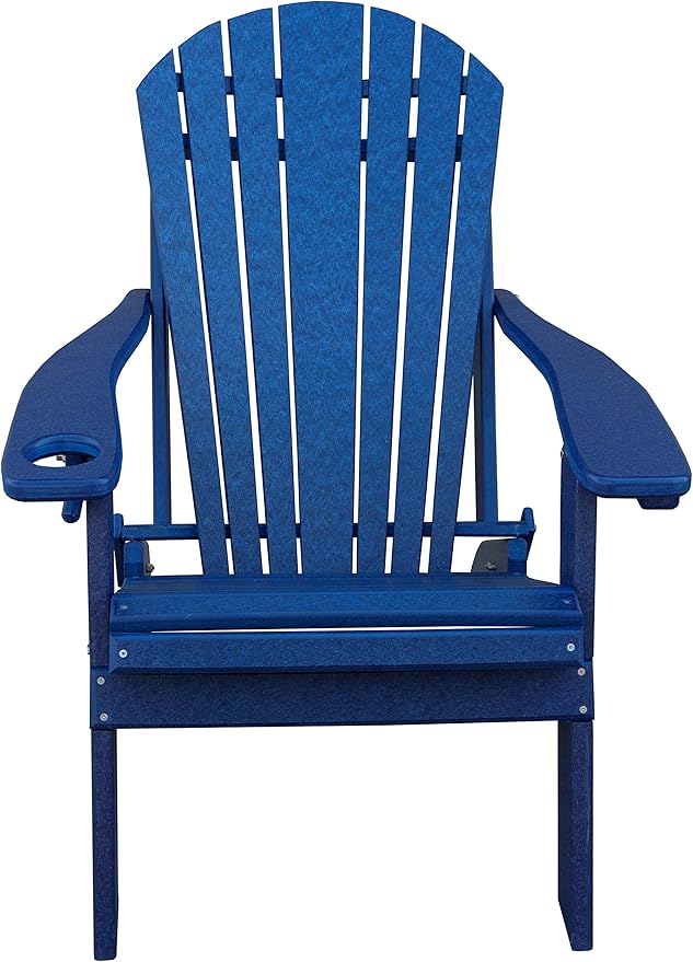Furniture Barn USA Poly Folding Adirondack Chair with Smart Phone Holder, Patriot Blue