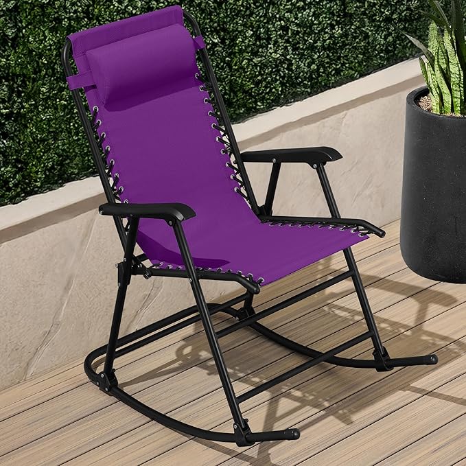 Best Choice Products Outdoor Folding Rocking Chair, Zero Gravity Lounge Chair - Photo 2