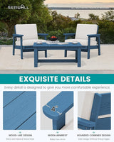 SERWALL HDPE Outdoor Couch, Blue Frame and Khaki Cushion - Photo 4