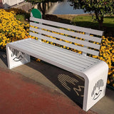 Outdoor Metal Garden Bench Galvanized Steel, Heavy-Duty Patio Benches Weatherproof with Backrest - Photo 1