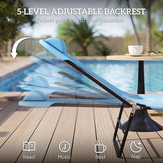Outsunny Folding Chaise Lounge Chair, Pool Sun Tanning Chair, Outdoor Lounge Chair with Reclining Back - Photo 4