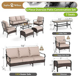 Sophia & William Metal Patio Furniture Set, Outdoor Conversation Set 7 Seats with 3-Seater Sofa, 2 Sofal Chairs - Photo 7