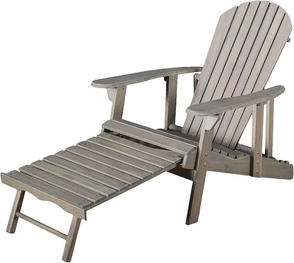 Christopher Knight Home Hayle Reclining Wood Adirondack Chair with Footrest, Grey