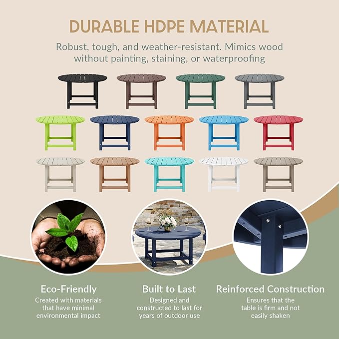 WestinTrends Dylan 5-Piece Outdoor Patio HDPE Adirondack Chair with Round Coffee Table Conversation Set, Navy Blue