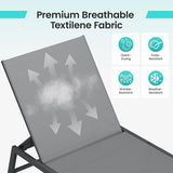 Amopatio 3 Piece Patio Lounge Chairs Set 2 Pool Chaise Lounges with Wheels and 1 Side Table 5-Position Adjustable - Photo 8