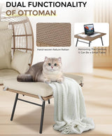 GarveeLife Oversize Wicker Egg Chair with Ottoman, Egg Basket Lounge Chair with Thick Cushion - Photo 5