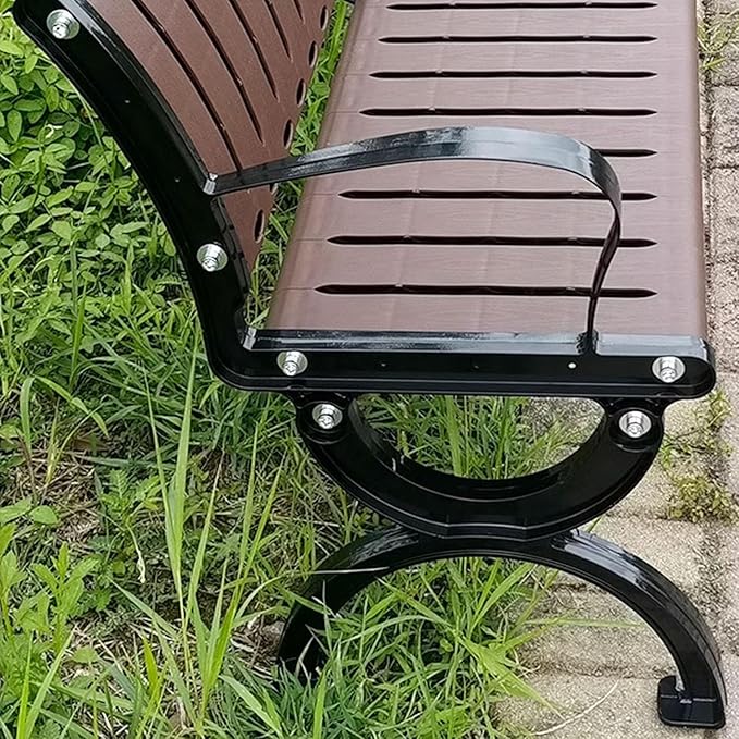 Metal Garden Bench，Outdoor Garden Patio Bench，Outdoor Park Chair with Backrest + Armrest ，Cast Iron Feet Lasting Sturdy，for Yard Work Entryway(120cm/47in)
