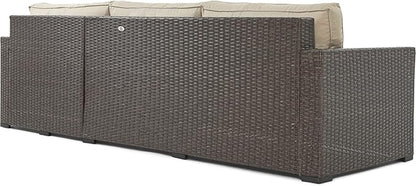Serta Laguna Brown Resin Wicker Outdoor Patio Furniture Collection, Easy Assembly, Porch or Pool, Storage Sectional Brown Wicker