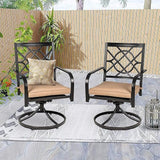 SUNCROWN Outdoor Dining Swivel Chairs Set of 4, Metal Frame Patio Chair Rocker with Brown Cushion for Garden, Bistro - Photo 6