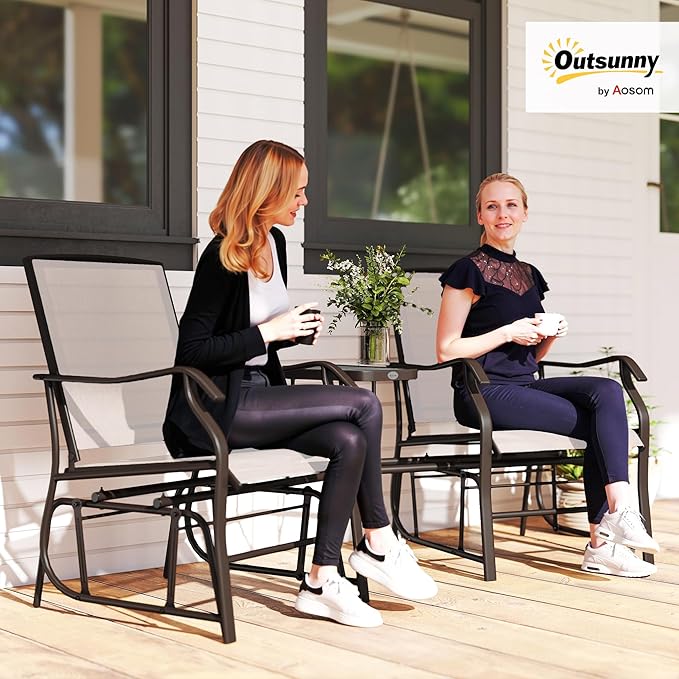 Outsunny Outdoor Glider Chairs with Coffee Table - Photo 2