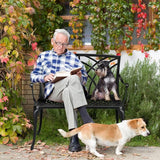 VINGLI 38" Outdoor Metal Bench, Cast Aluminium Garden Bench, Weatherproof Antique Finish Orchid Chair - Photo 2