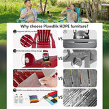 Plawdlik Folding Adirondack Chair Set of 6 with Cup Holder，Wooden Textured ，Heavy All-Weather HDPE Comfortable Set - Photo 8