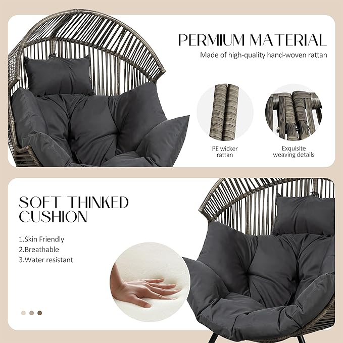 JAMFLY Egg Chair Wicker Outdoor Chairs - Photo 4