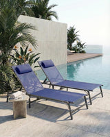 2 Pack Foldable Chaise Lounge Chair with Cup Holder - Photo 2