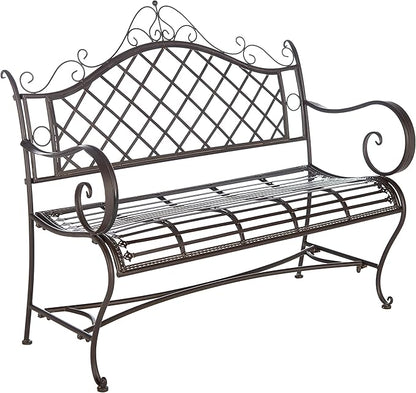 Safavieh PAT5017B Outdoor Collection Abner Rustic Brown Wrought Iron 46-inch Garden Bench