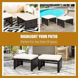 Tangkula 2 Pieces Patio Rattan Ottomans, All Weather Outdoor Footstool Footrest Seat with Soft Cushion, Hidden Zipper - Photo 9