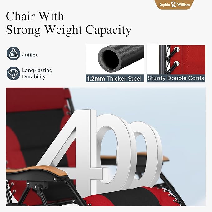 Sophia & William Oversized XXL Zero Gravity Chair Set of 2 - Photo 4