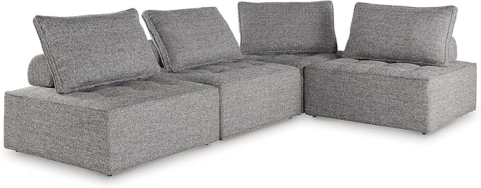 Signature Design by Ashley Bree Zee Right-Arm Facing Modern 4-Piece Outdoor Sectional with Tufted Cushion, Gray - Photo 2