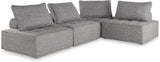 Signature Design by Ashley Bree Zee Right-Arm Facing Modern 4-Piece Outdoor Sectional with Tufted Cushion, Gray - Photo 2