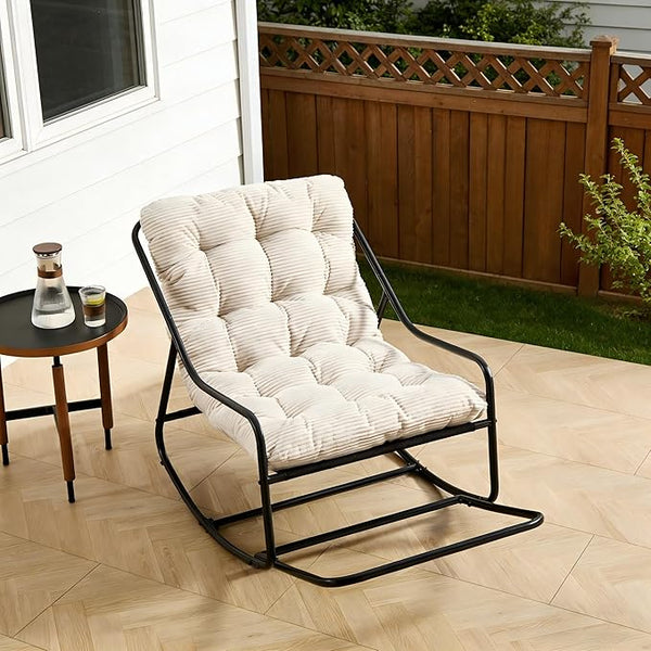 Rocking Chair with Foot Rest, Outdoor Indoor Rocking Lounge Chair with Cushion - Photo 1